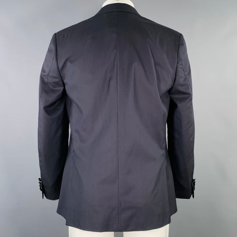 BRIONI Size 40 Regular Navy Black Two Toned Wool Peak Lapel Sport Coat