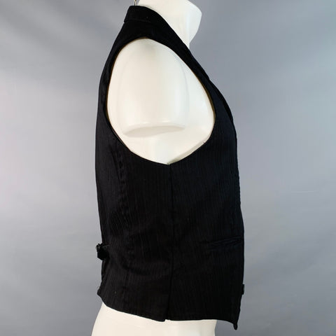 KEANAN DUFFTY Size S Black Cotton Stripe Buttoned Vest