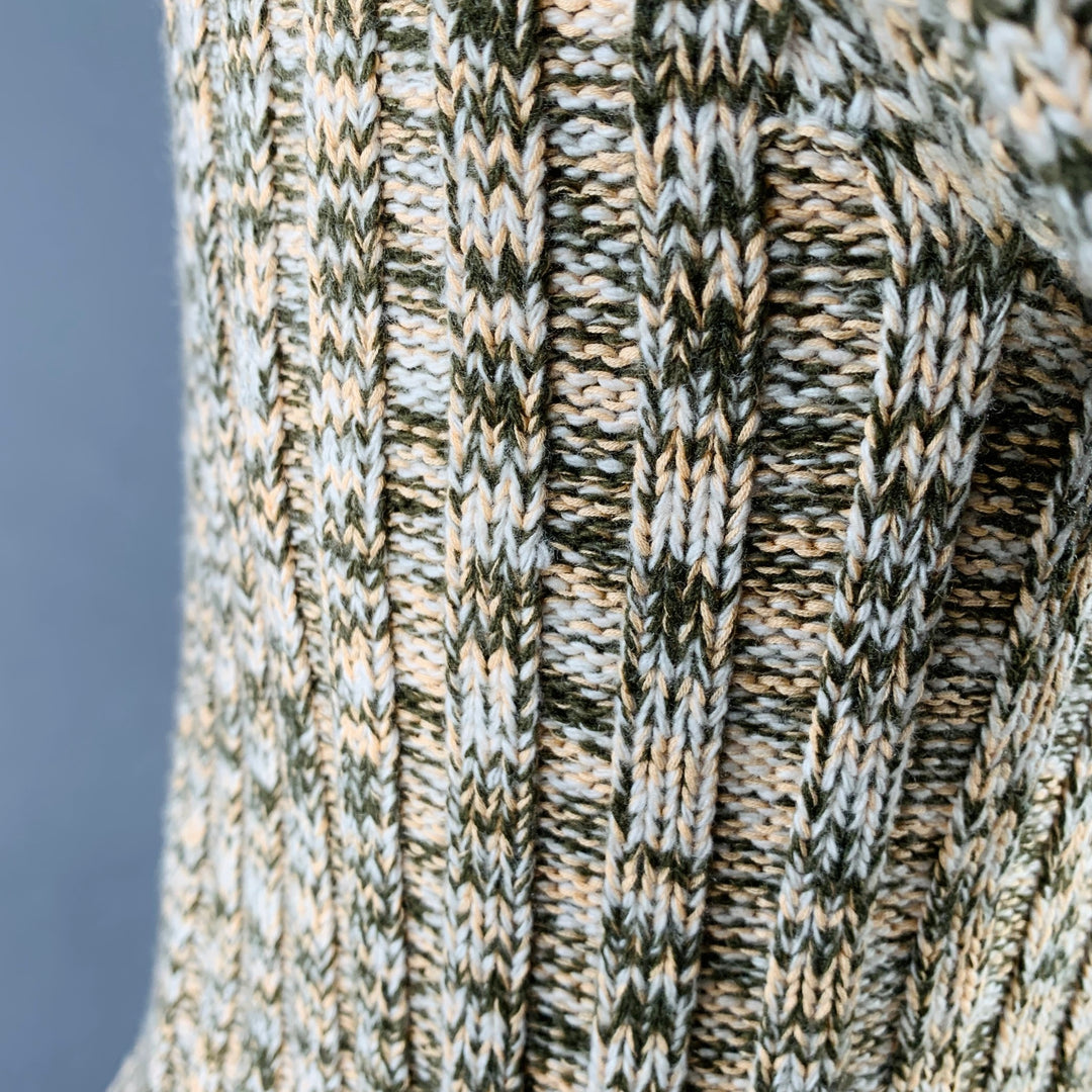 VALENTINO Size S Yellow Olive Rib Knit Wool Blend Crew Neck Sweater