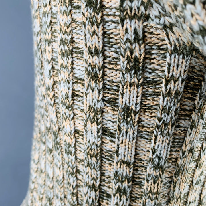 VALENTINO Size S Yellow Olive Rib Knit Wool Blend Crew Neck Sweater