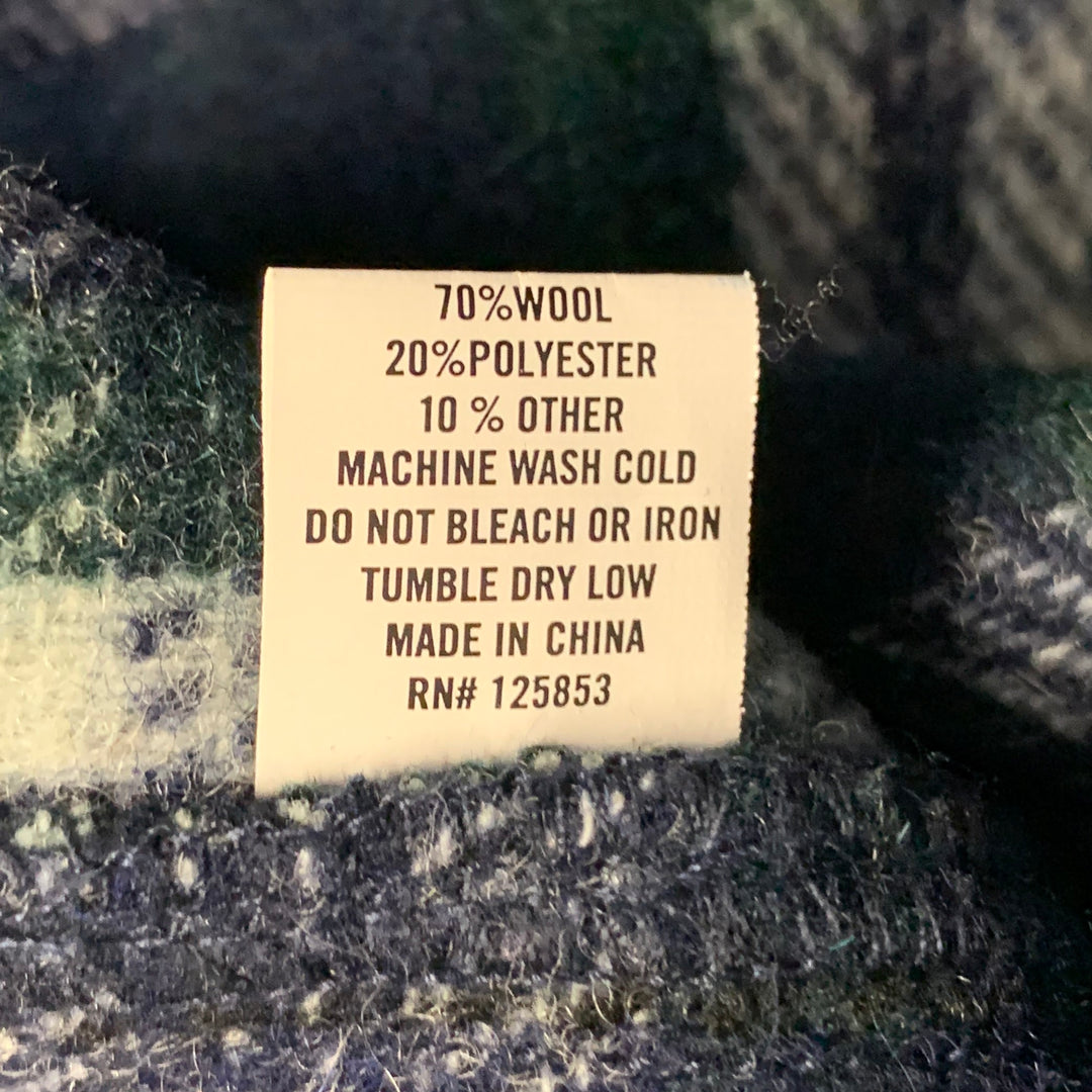 TAYLOR STITCH Size XL Navy Green White Plaid Wool Blend Long Sleeve Shirt Jacket