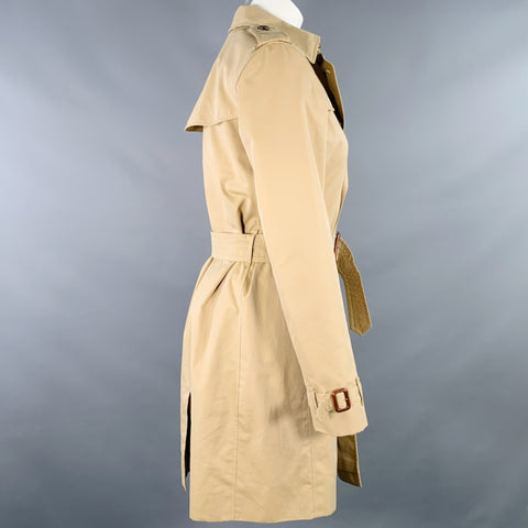 BURBERRY Size S Beige Cotton Twill Double Breasted Coat