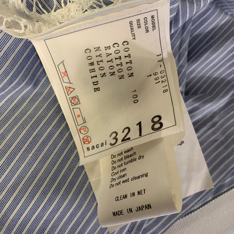 SACAI SS2017 Size M Blue White Cotton Blend Dress