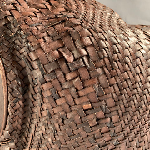 GIORGIO BRATO Brown Woven Leather Tote Handbag