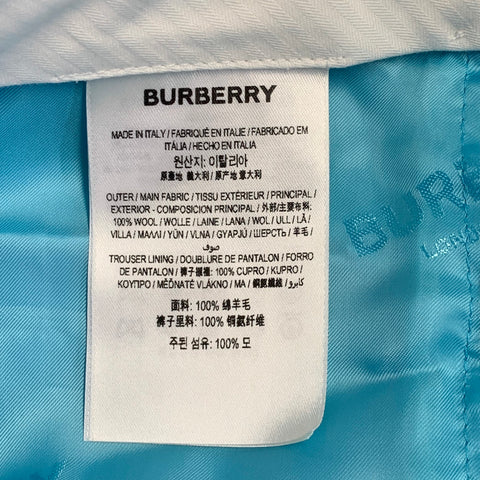 BURBERRY Size 38 Aqua Wool Peak Lapel Double Breasted Suit