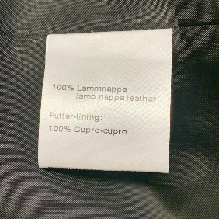 AKRIS Size 8 Black Perforated Lambskin Leather Zip Up Vest