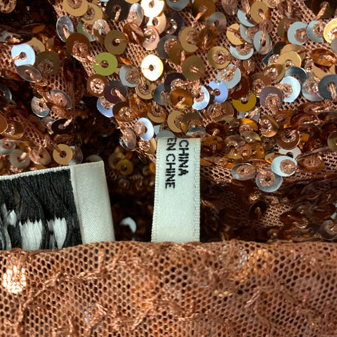 ESSENTIEL ANTWERP Size S Copper Silver Polyester &  Elastane Sequined Shirt