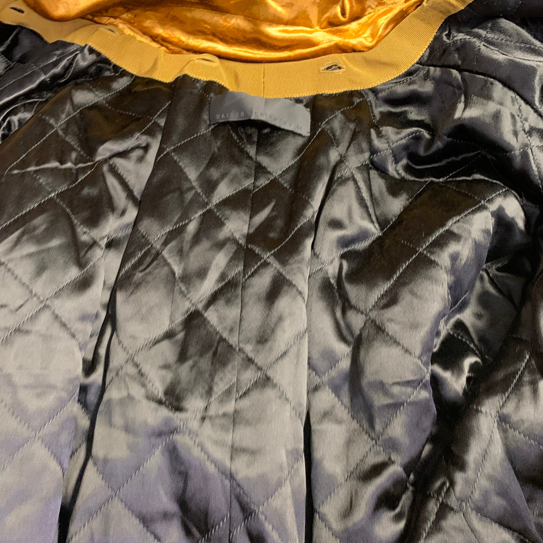 HAIDER ACKERMANN Size 44 Gold Velvet Rayon Blend Zip Up Blouson Jacket