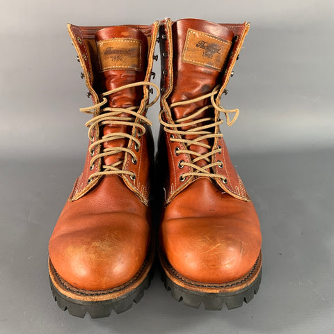 THOROGOOD Size 11 Brown Contrast Stitch Leather Lug Sole Boots