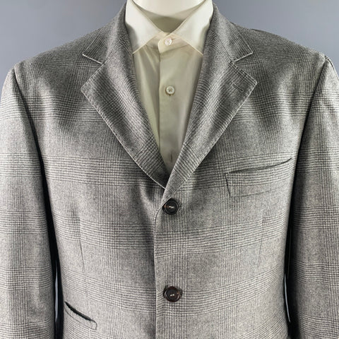BRUNELLO CUCINELLI Size 46 Grey Glen Check Wool Cashmere Sport Coat