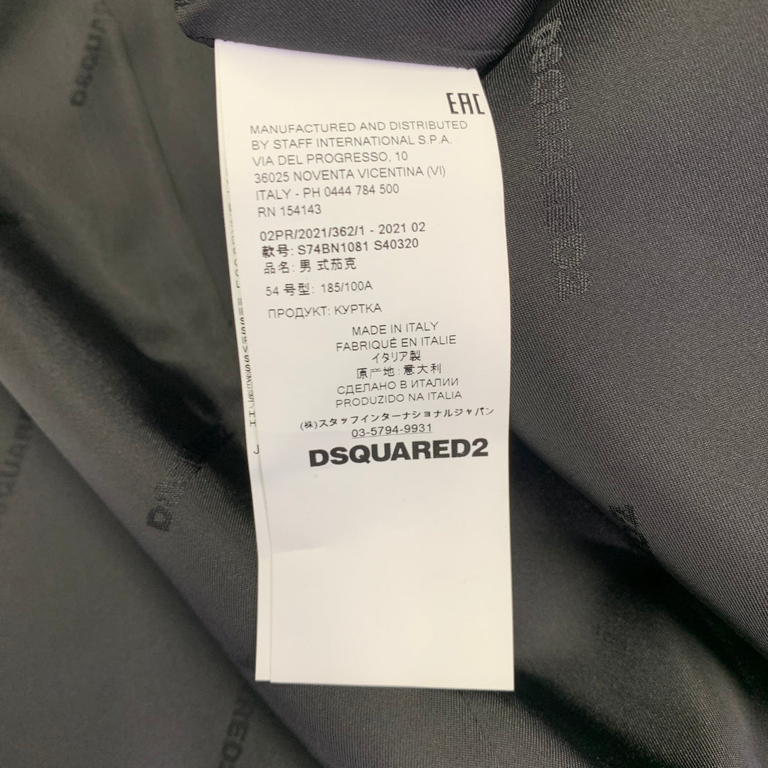 DSQUARED2 Size 44 Black Silver Virgin Wool Blend Utility Sport Coat