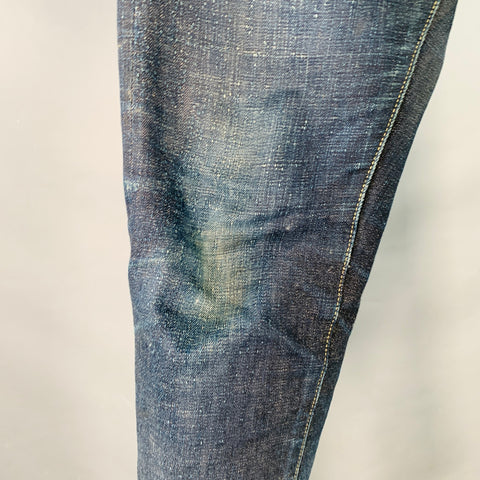 STUDIO D'ARTISAN Size 32 Cherry Blossom Ai-Sa Limited Edition Indigo Textured Cotton 5 Pocket Selvedge Jeans
