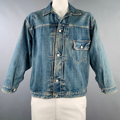 RE/DONE Size XL Blue Cotton Denim Button Up Jacket