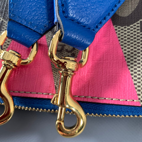 GUCCI Blue Pink Monogram Leather Cross Body Bags