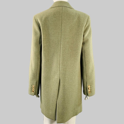 THE ROW Size XS Green Sage Wool Polyamide Twill Double Breasted Coat