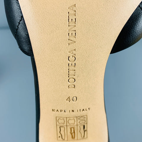 BOTTEGA VENETA Size 10 Black Quilted Leather Square Toe Sandals