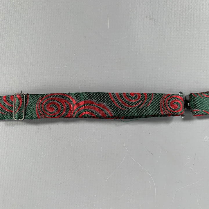 CHARVET Green Red Circles Silk Bow Tie
