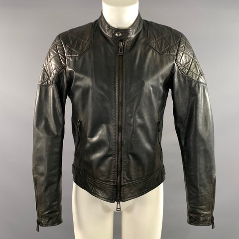 BELSTAFF Size 38 Black Quilted Leather Biker Jacket