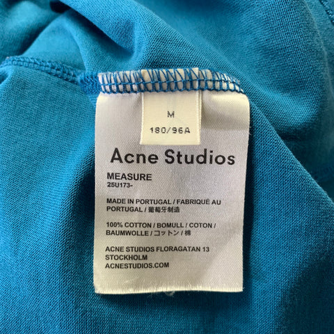 ACNE STUDIOS Size M Blue Teal Cotton Crew-Neck T-shirt