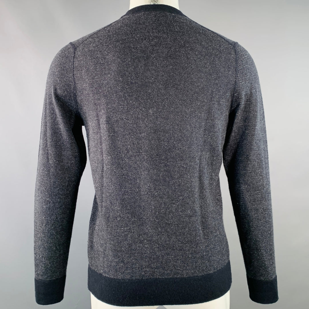 VINCE Size S Navy Grey Wool Cashmere Henley Pullover