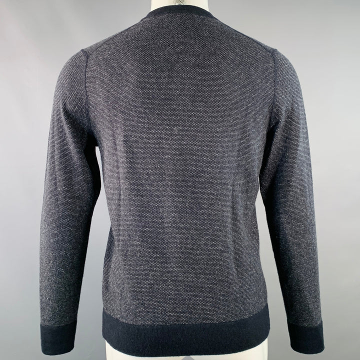 VINCE Size S Navy Grey Wool Cashmere Henley Pullover