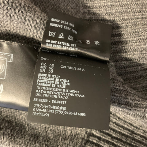 PRADA Size 42 Grey Knitted Cashmere Zip Up Jacket