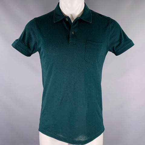SUNSPEL Taille S Polo Vert en Coton Mesh Une Poche