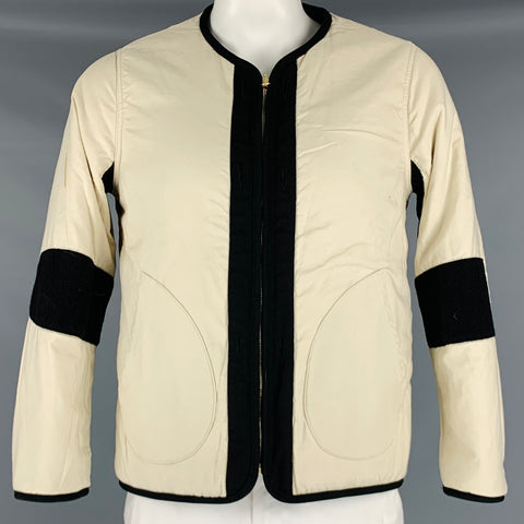 VISVIM -Chaqueta de plumón Wawona -Talla L Abrigo con cremallera de lino y lana de tweed negro y beige