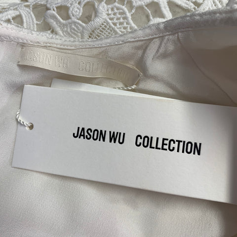 JASON WU COLLECTION Size 0 White Guipure Cotton Lace Overlay Blouse