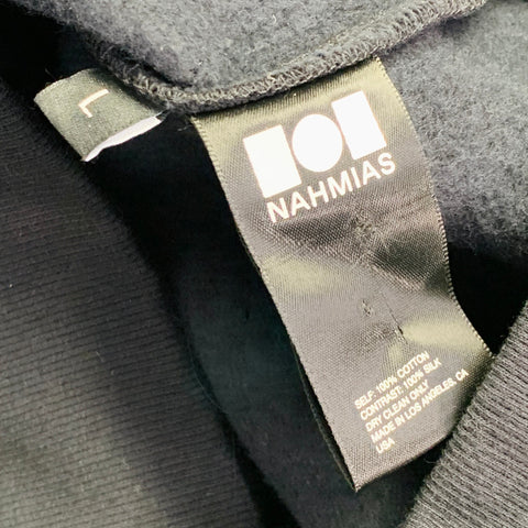NAHMIAS Size L Black Cotton Silk Hooded Sweatshirt
