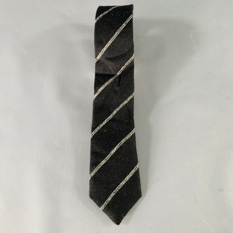 ALEXANDER OLCH Black Grey Diagonal Stripe Wool Tie
