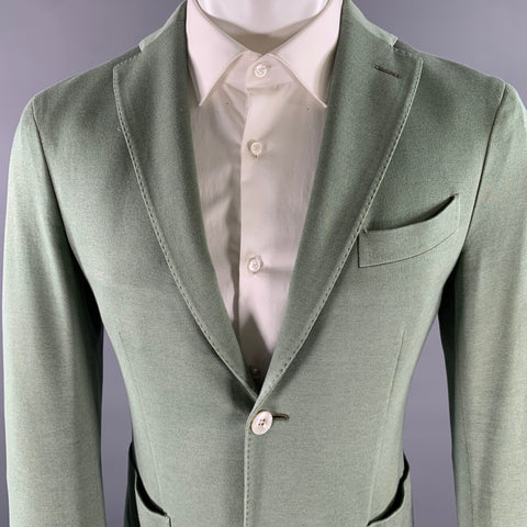 BOGLIOLI Size 36 Green Woven Cotton Notch Lapel Sport Coat