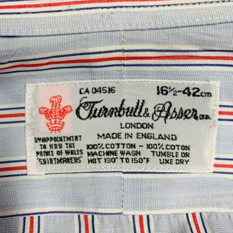 Chemise à manches longues TURNBULL & ASSER Taille L Coton Rayures Bleu Marine Rouge