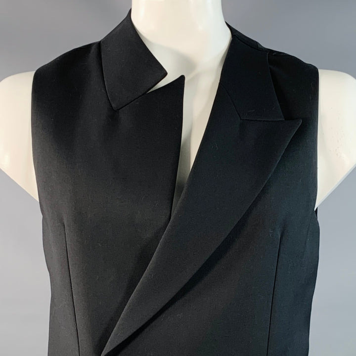 ALEXANDER MCQUEEN Size 42 Black Wool Asymmetrical Peak Lapel Vest