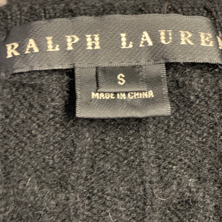 RALPH LAUREN Size S Black Cashmere Cable Knit Flared Hem V-Neck Sweater