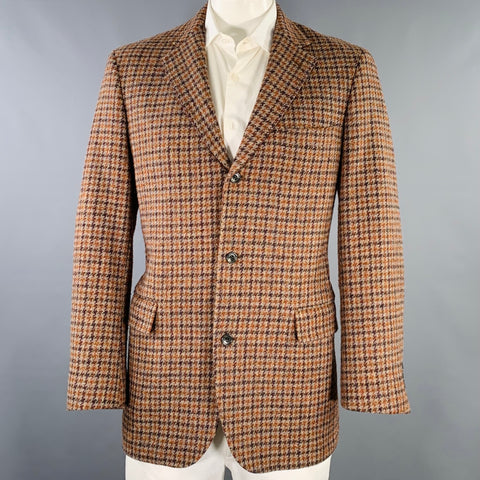 O'CONNELL'S Size 42 Long Brown Grey Houndstooth Wool Sport Coat