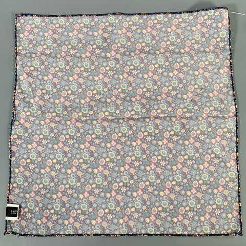 BARNEY'S NEW YORK Multi Color Floral Silk Blend Satin Pocket Square