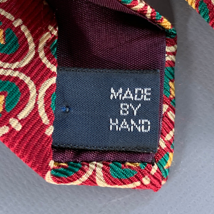 POLO by RALPH LAUREN Red Green Beige Geometric Silk Tie