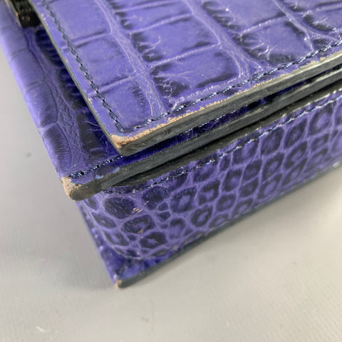 EMPORIO ARMANI Purple Croc Embossed Leather Cross Body Handbag