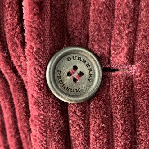 BURBERRY PRORSUM Size 40 Burgundy Corduroy Cotton Notch Lapel Sport Coat