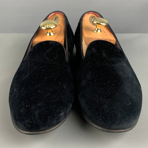 RALPH LAUREN Size 9 Black Textured Velvet Slip On Loafers