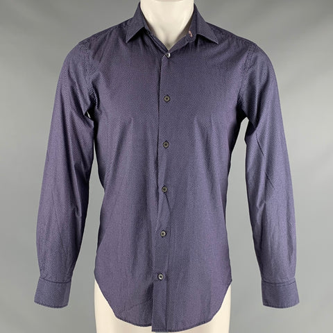 PAUL SMITH Size M Blue White & Red Dots Cotton Spread Collar Long Sleeve Shirt