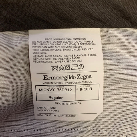 ERMENEGILDO ZEGNA Size 34 Navy Wool Zip Fly Dress Pants