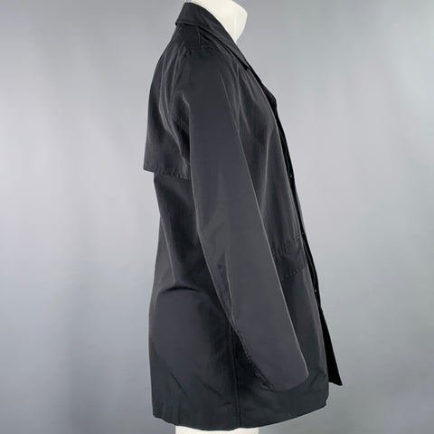 THEORY Size M Marvey Conquest Black Nylon Cotton Single Breasted Coat
