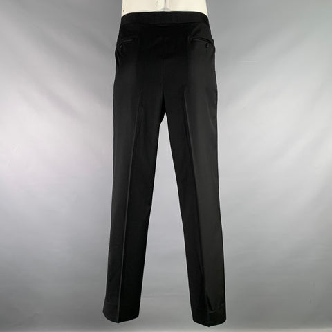 SUITSUPPLY Size 34 Black Solid Wool Tuxedo Dress Pants