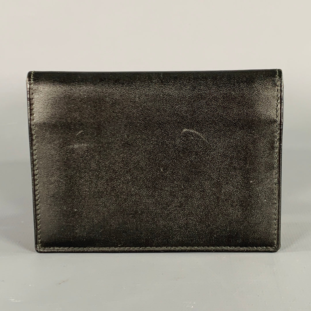 DUNHILL Black Gold Leather Credit Card Holder Bifold Wallet