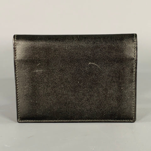 DUNHILL Black Gold Leather Credit Card Holder Bifold Wallet