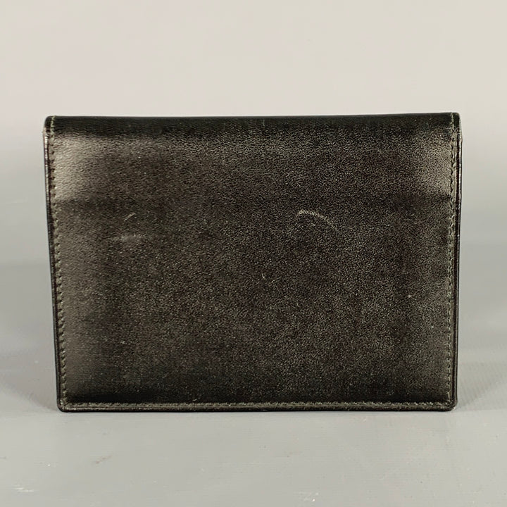 DUNHILL Black Gold Leather Credit Card Holder Bifold Wallet
