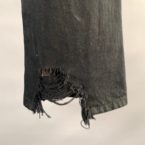 RtA Size 25 Black Denim Distressed Double Waist Jeans