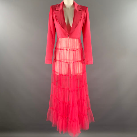 ALICE + OLIVIA Size XS Pink Triacetate Blend Mesh Peak Lapel Coat